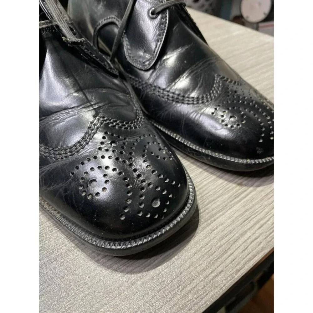 Bally Wingtip Oxford Dress Shoes Mens Black Leather Brogue Lace Up‎